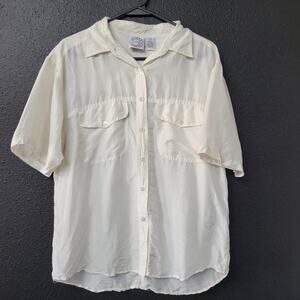 Erika & Company 100% Silk Button Down Blouse Ivory Large